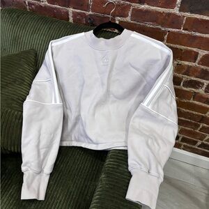 Adidas Lavender Cropped Sweatshirt with White Stripes